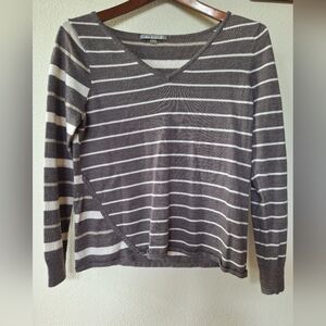 Smartwool Womens Sweater. Brown/Cream Striped. Size S